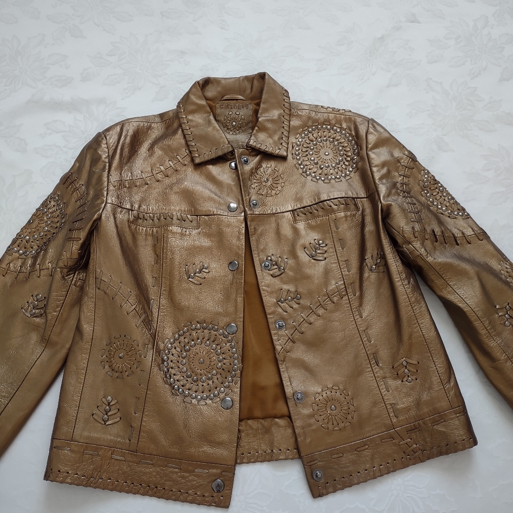 Studded leather Limited Edition jacket southwestern motif embellished